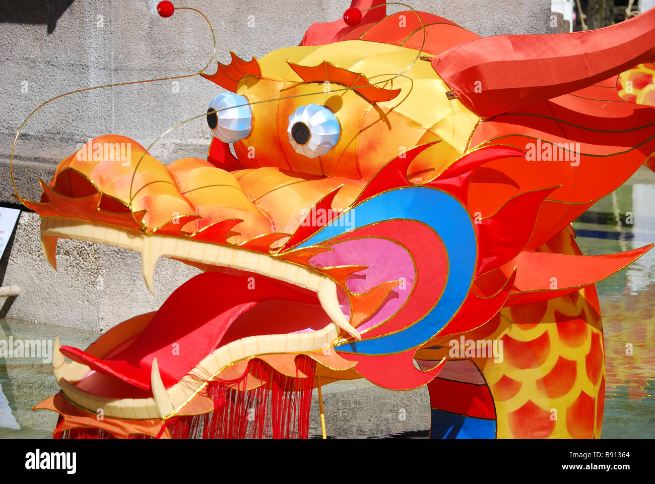Paper Dragon, Chinese Lantern Festival, Victoria Square, Christchurch, Canterbury, South Island, New Zealand Stock Photo