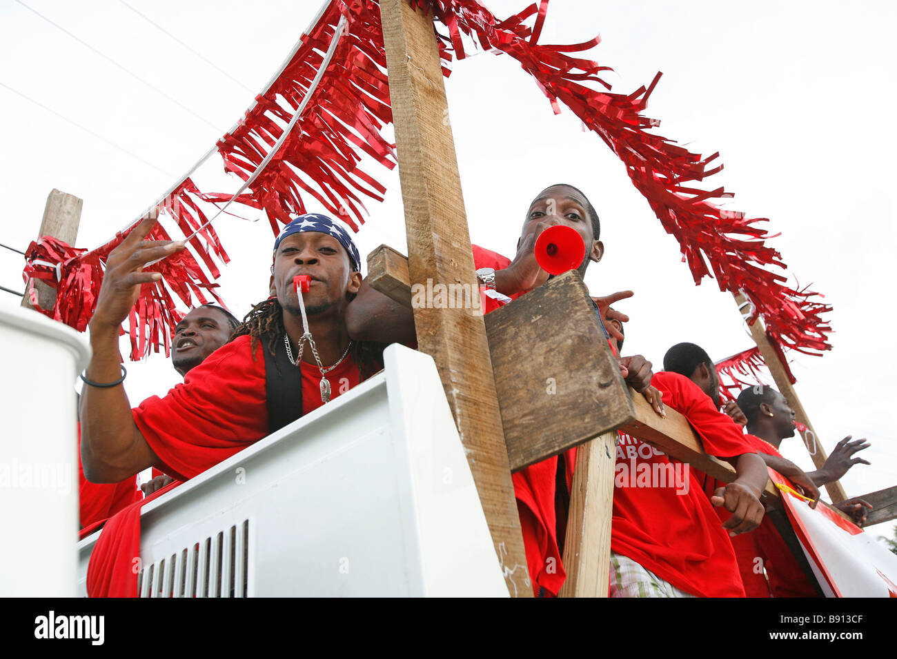Supporters of the Antigua Labour Party on a rally ahead of the general election held on 12 March 2009 Stock Photo