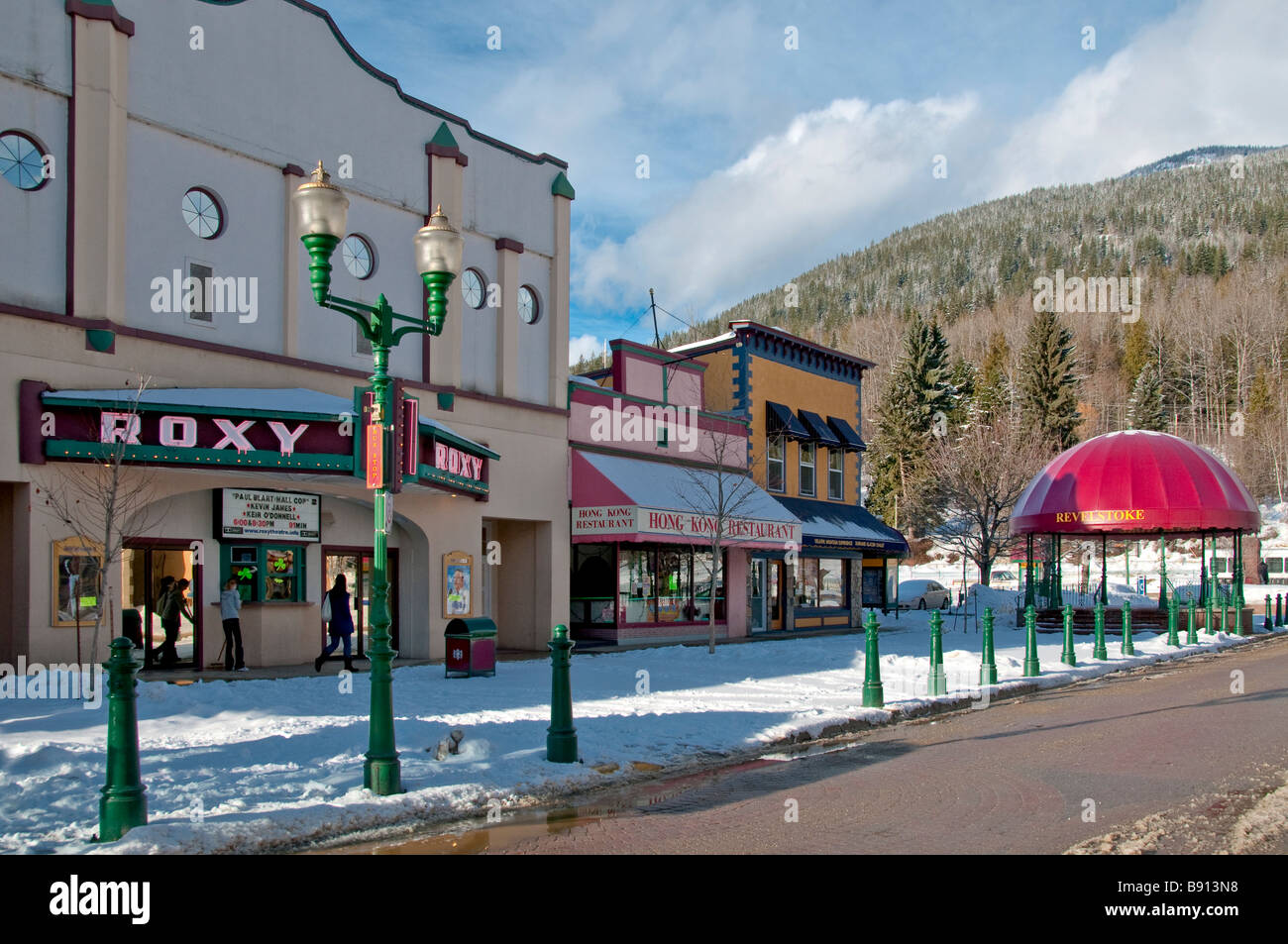 Mackenzie Avenue, downtown Revelstoke, British Columbia, Canada Stock
