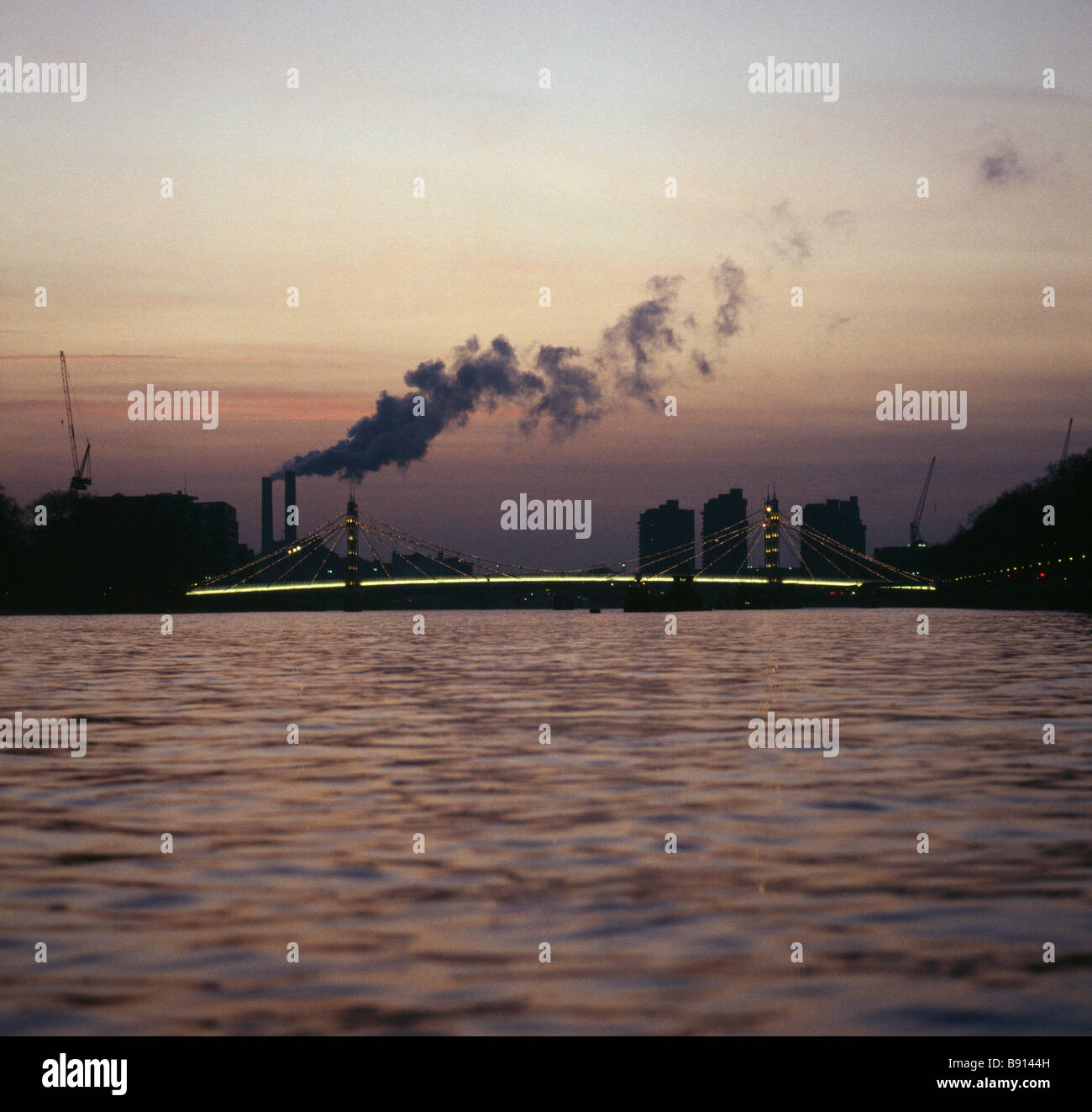 Albert Bridge and Lots Road at Sunset Stock Photo Alamy