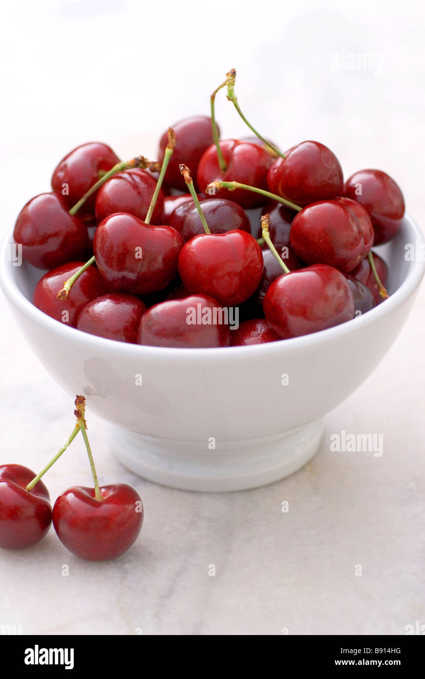Bowl of cherries Stock Photo
