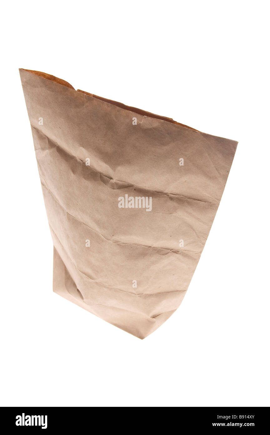 object on white paper bag close up Stock Photo