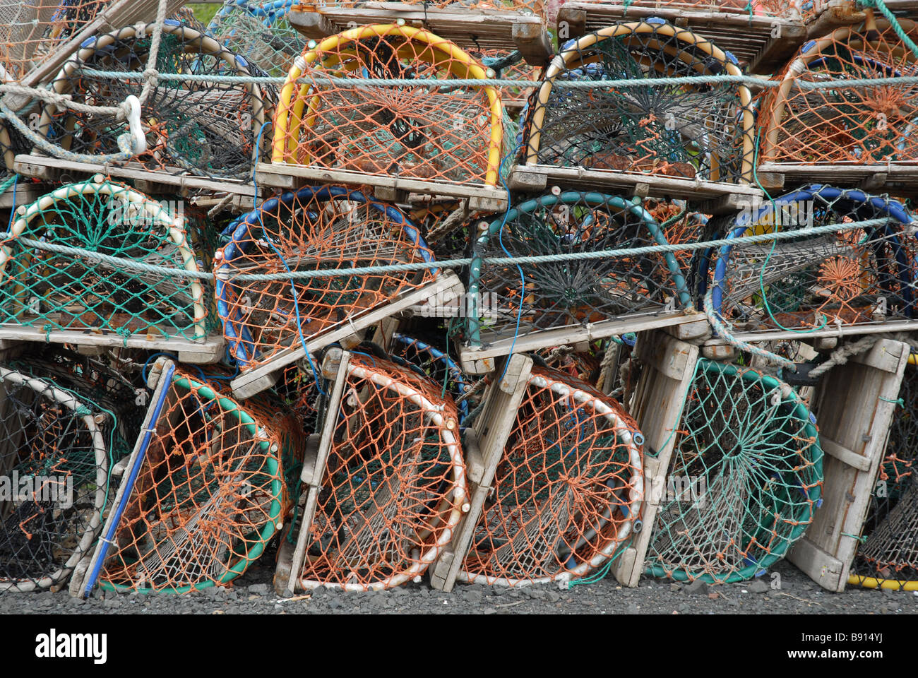 Fishermens Lobster pots in Northumbria England UK Stock Photo Alamy