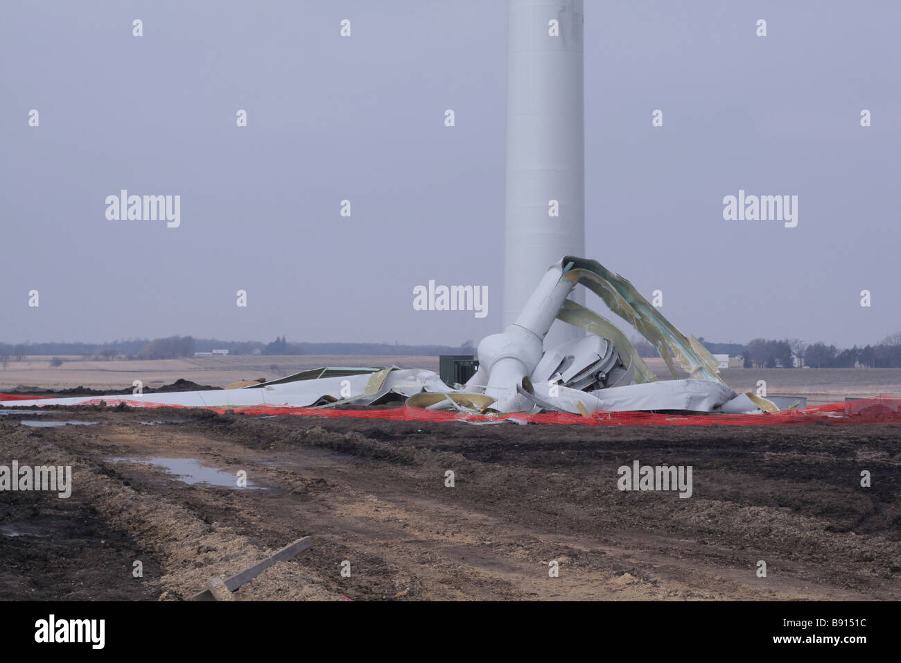 Aftermath of wind turbine runaway disaster Stock Photo Alamy