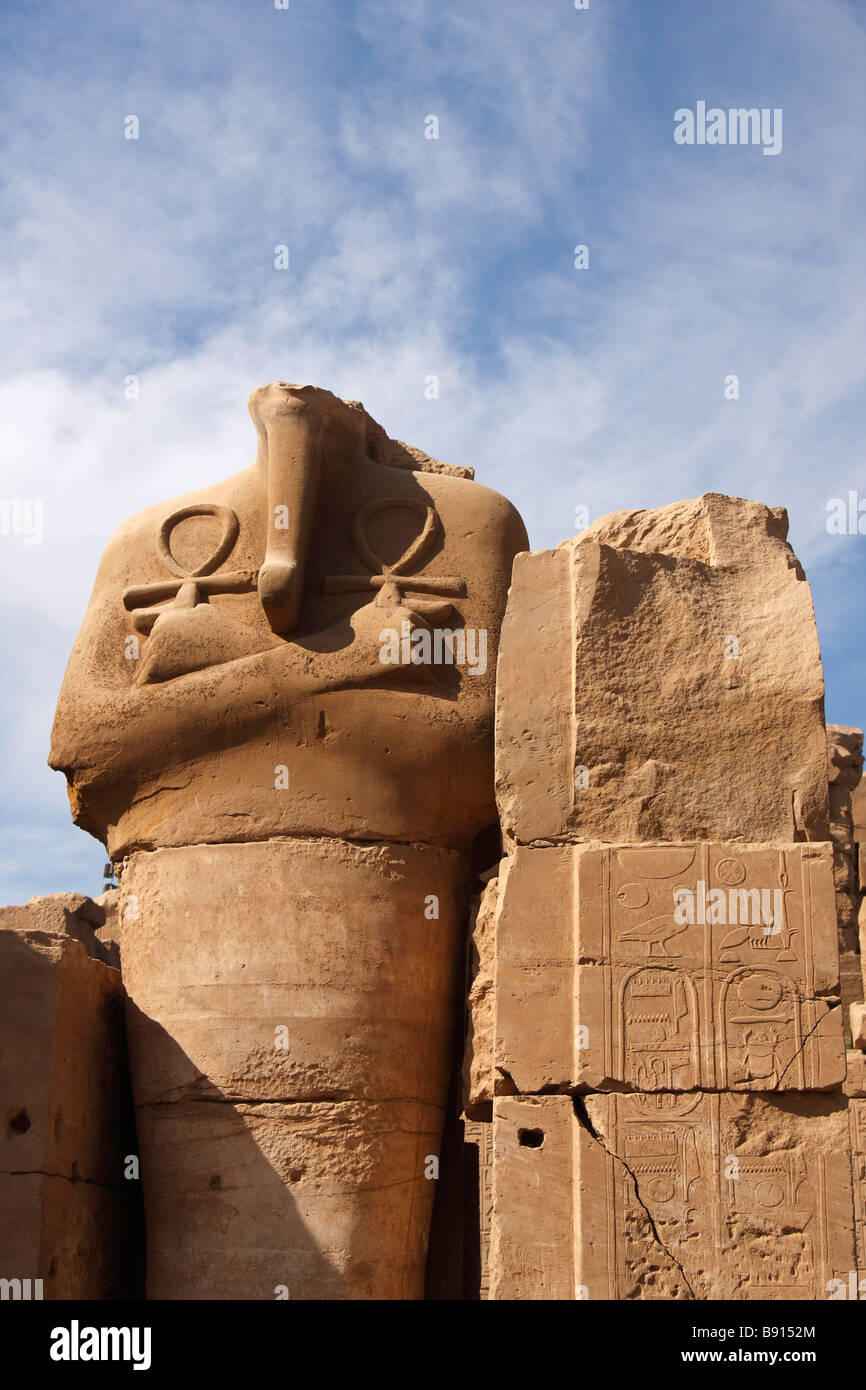 Headless Osiris Statue Holding An Ankh In Each Hand Close Up Karnak Stock Photo Alamy