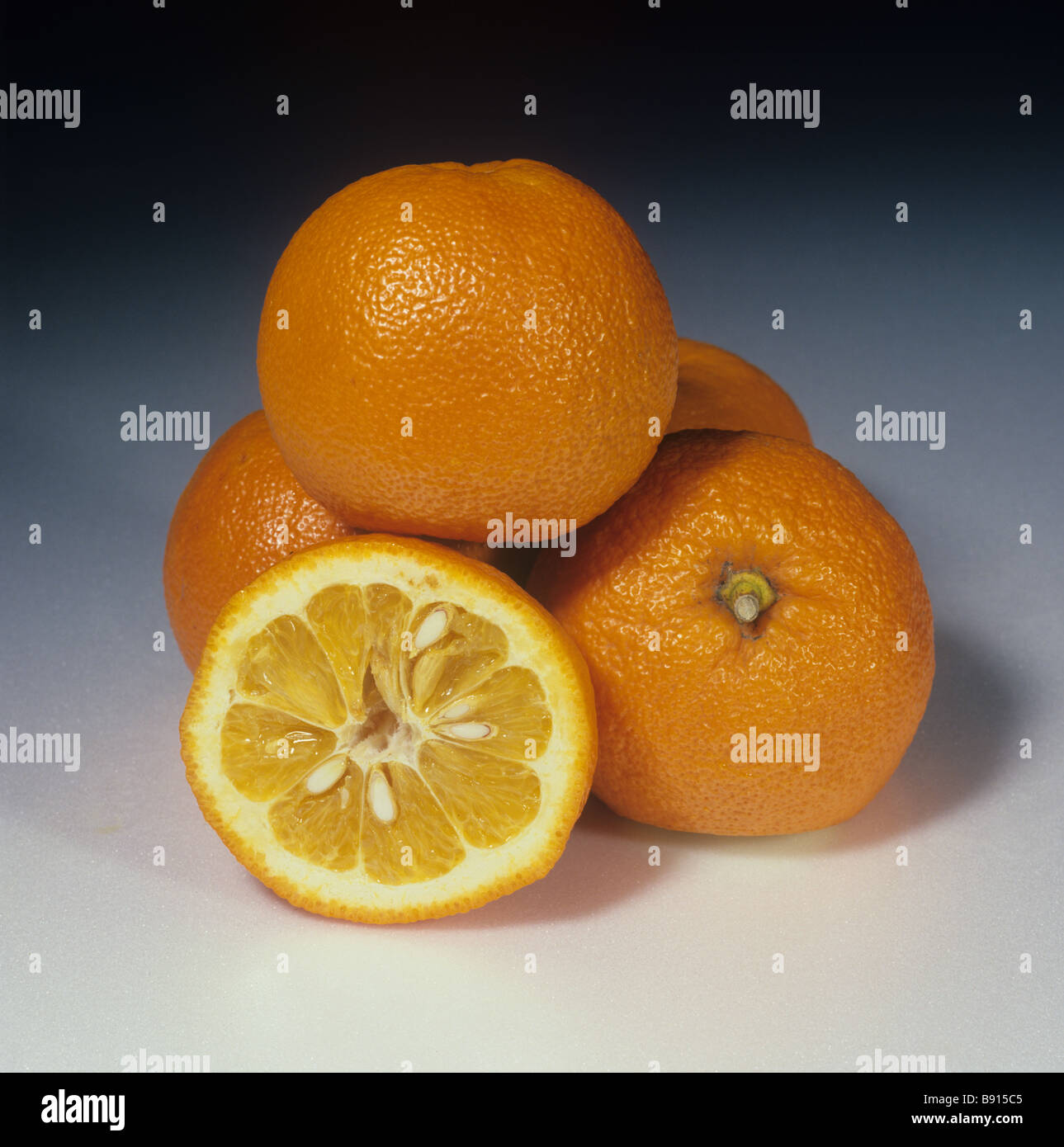 Orange Citrus aurantium Seville sour whole section fruit Stock Photo