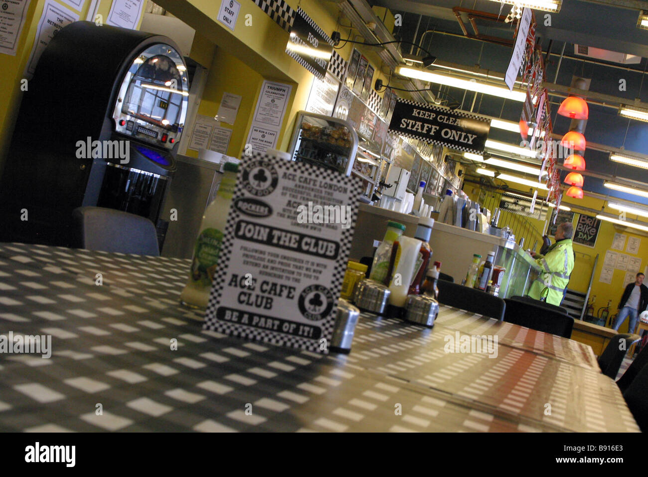 inside the famous ace cafe on the north circular rd west london Stock Photo