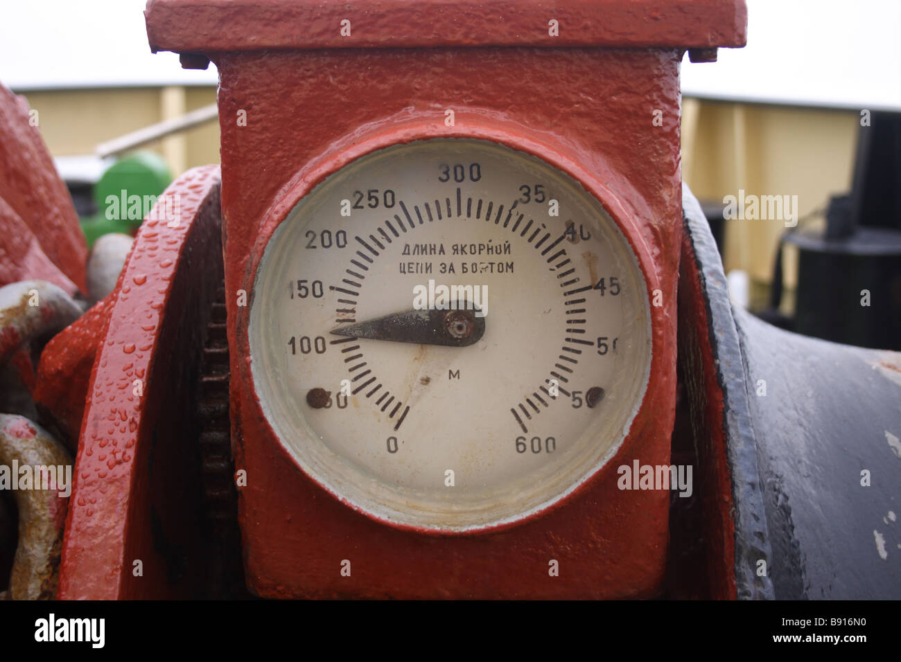 Anchor winch onboard 1970s built Ukranian ship Stock Photo Alamy
