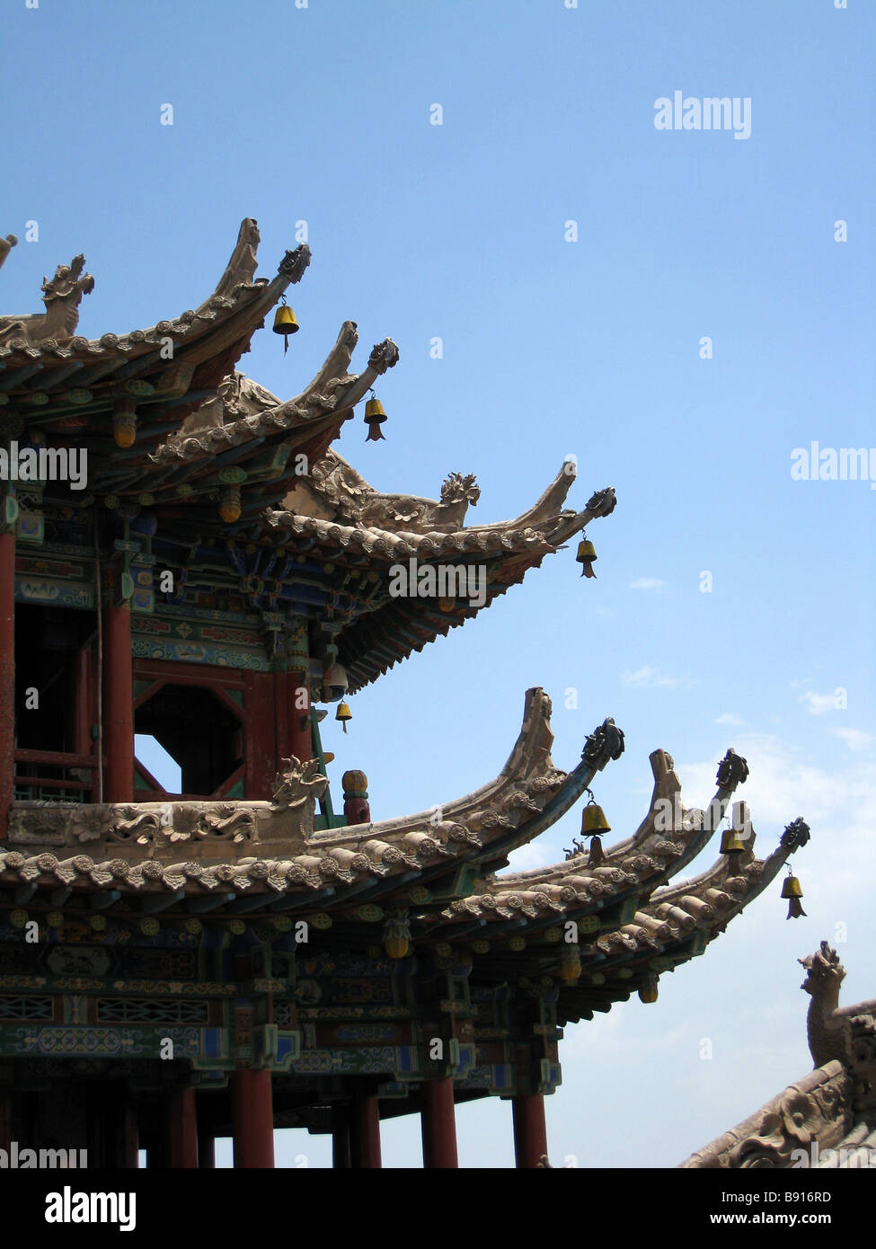 Detail of pagoda roof at Buddhist temple in Northern China Stock Photo