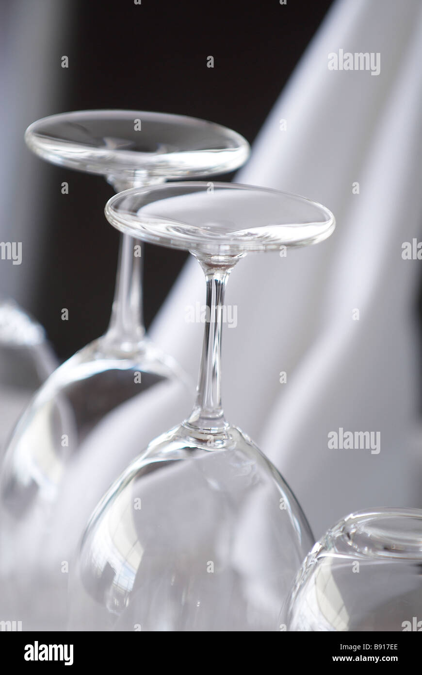 Wine Glasses on table setting Stock Photo Alamy