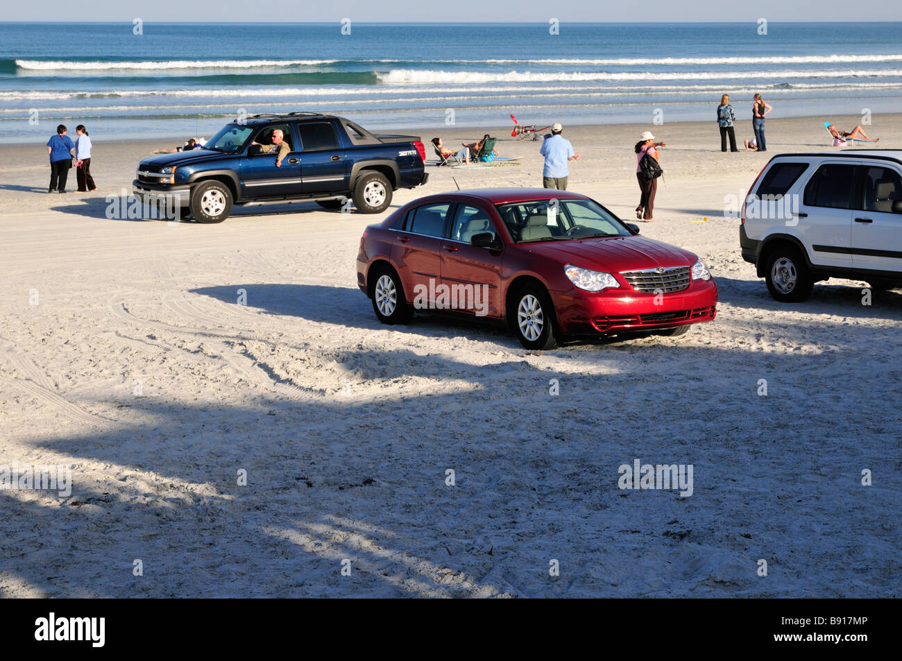 Autos on New Smyrna Beach Florida Stock Photo