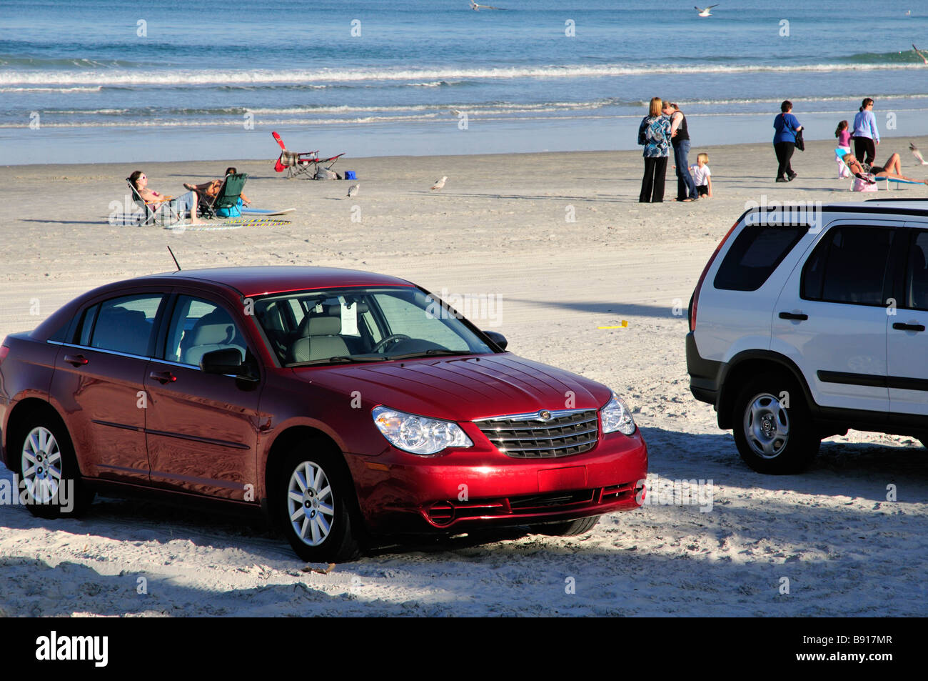 Autos on New Smyrna Beach Florida Stock Photo