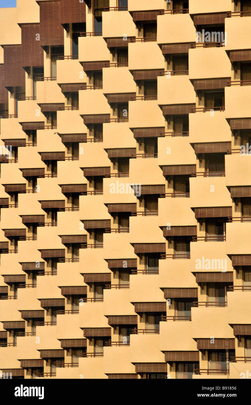 Dubai typical modern building architecture balconies Stock Photo