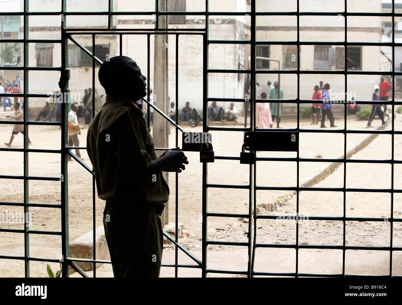 Nigeria: prisoners behind bars in the prison of Jos Stock Photo
