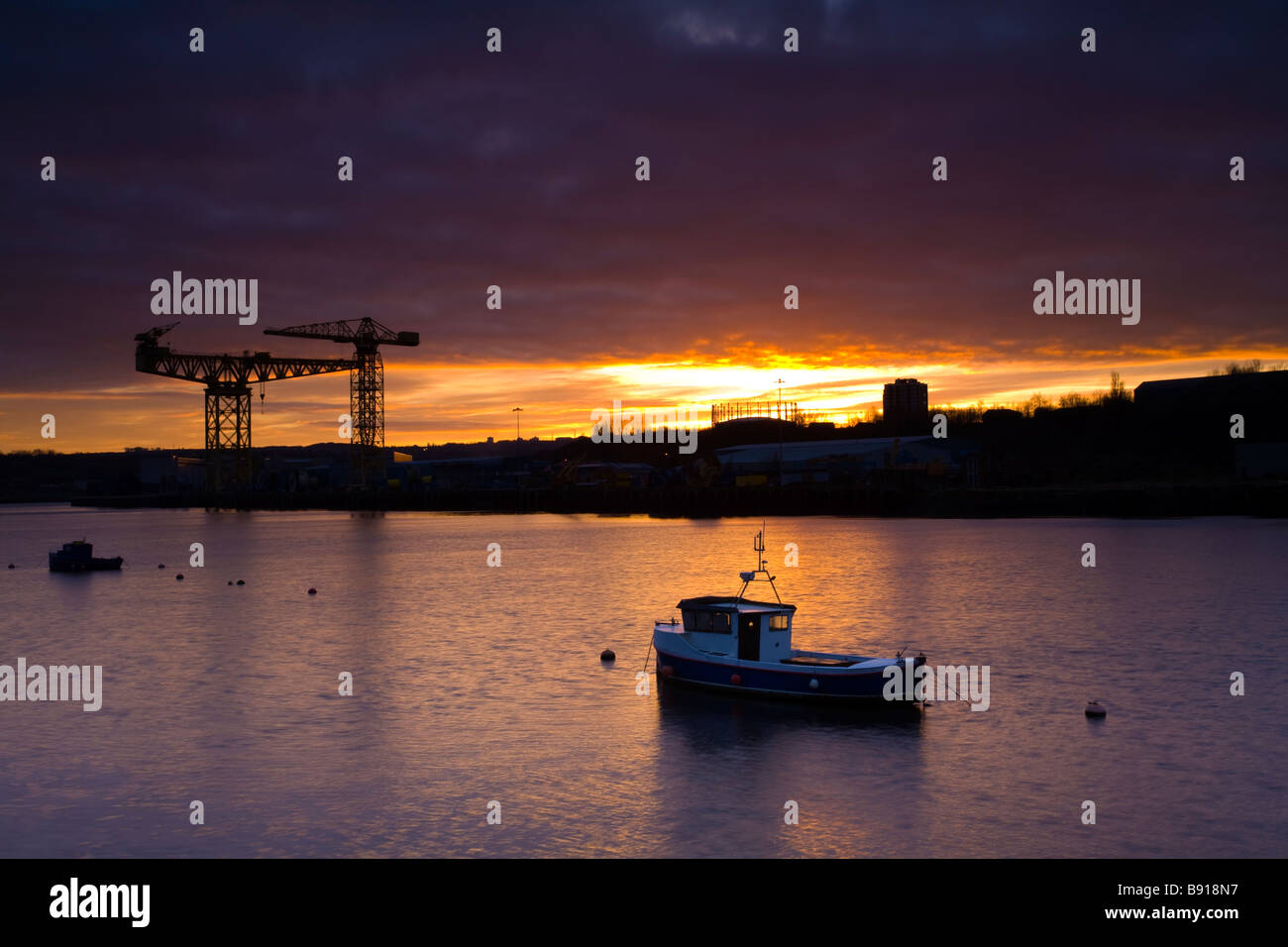 England Tyne and Wear Hebburn Riverside Park Sunset viewed from the