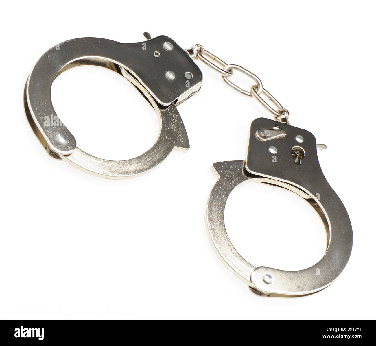 Handcuffs Iron handcuffs isolated on a white background Stock Photo Alamy