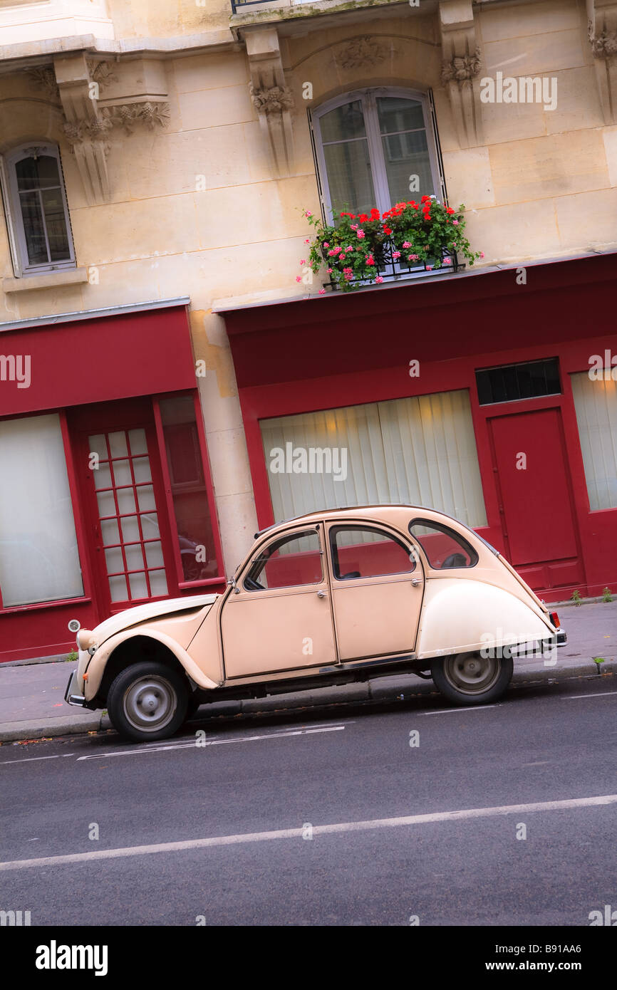 Old Citroen 2cv parked in Paris, France. Stock Photo