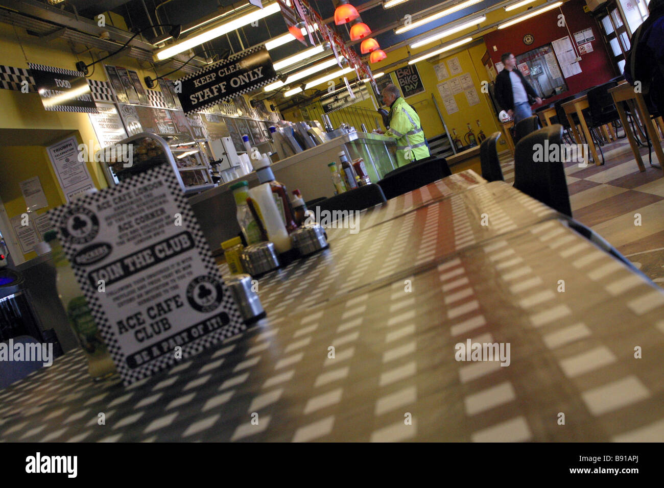 inside the famous ace cafe on the north circular rd west london Stock Photo