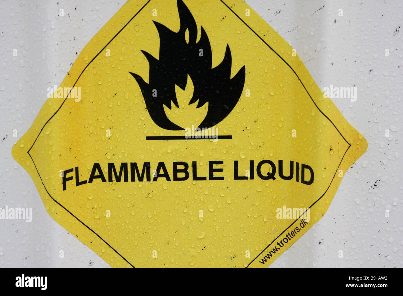 Flammable sign on LPG bottle Stock Photo
