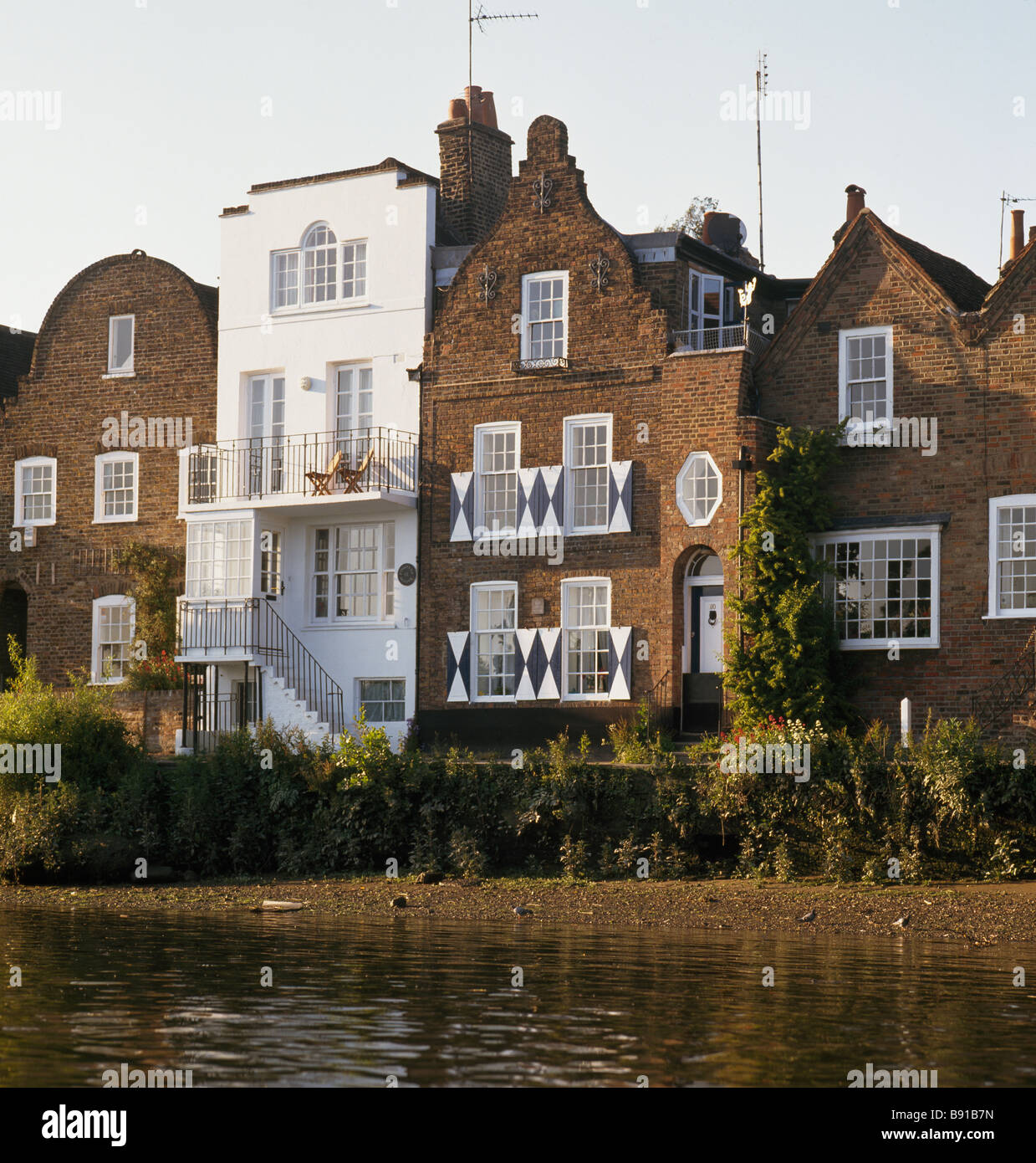 Strand on the Green houses on the river Thames at Chiswick, London