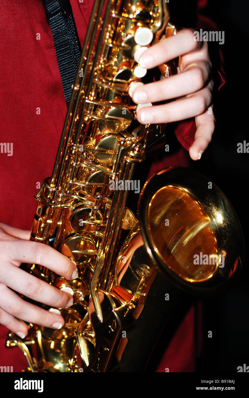 Saxophone close up Stock Photo