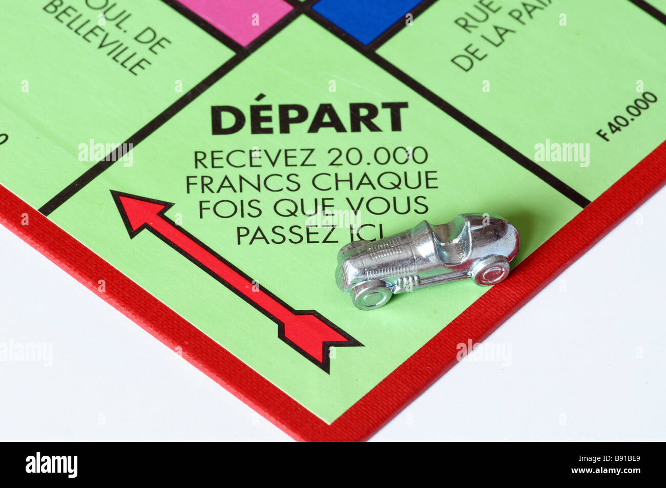 French monopoly board, passing Go. Stock Photo