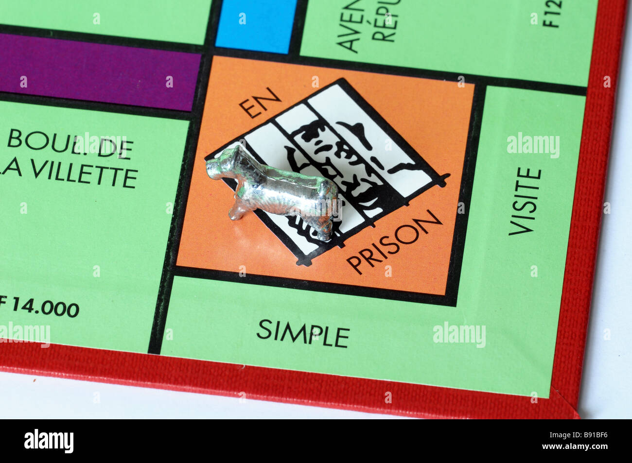 French monopoly board, In prison. Stock Photo