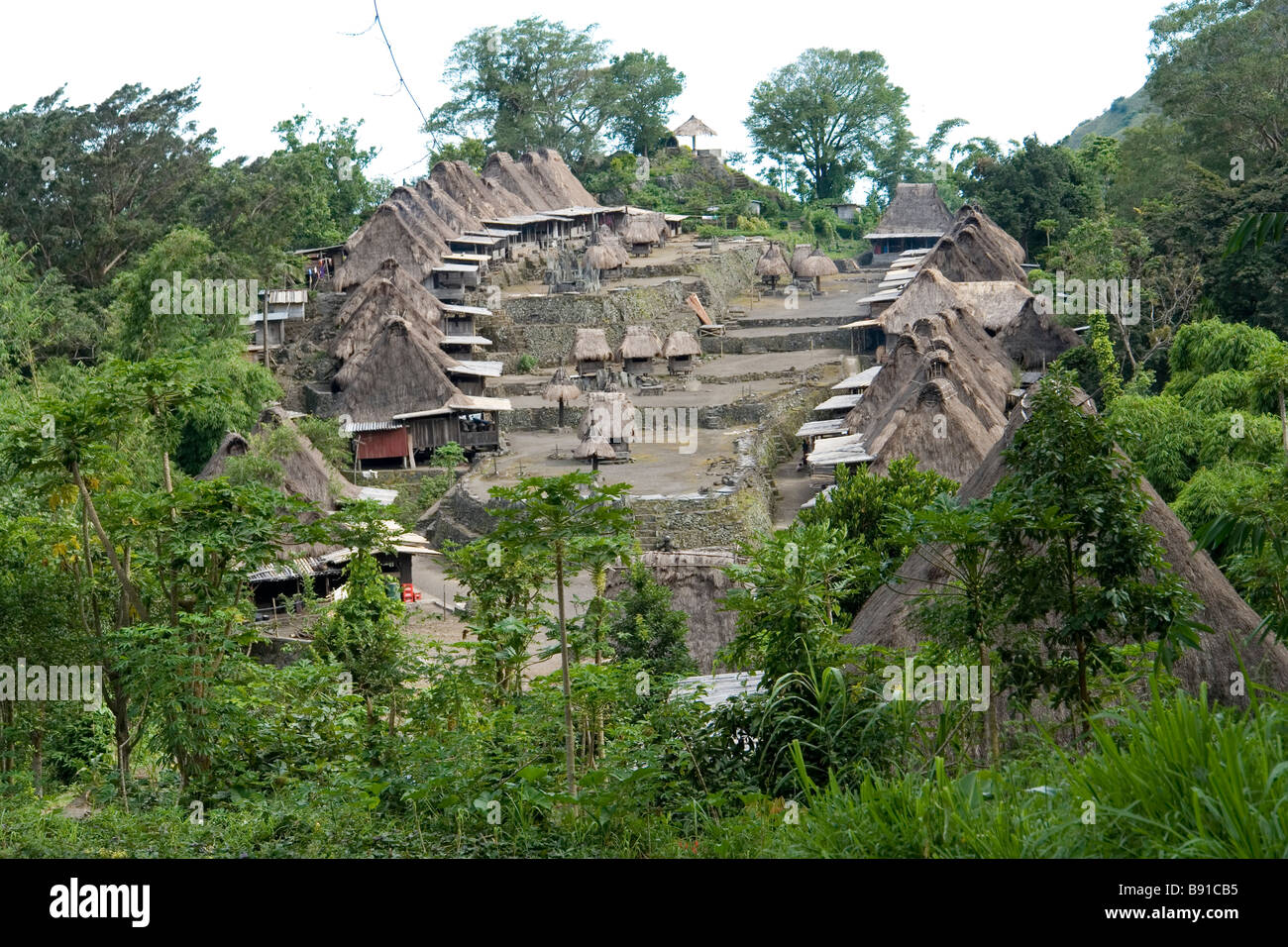 Bena: the most traditionnal Ngada village (Flores-Indonesia). Le plus traditionnel des villages Ngada: Bena (Florès-Indonésie). Stock Photo