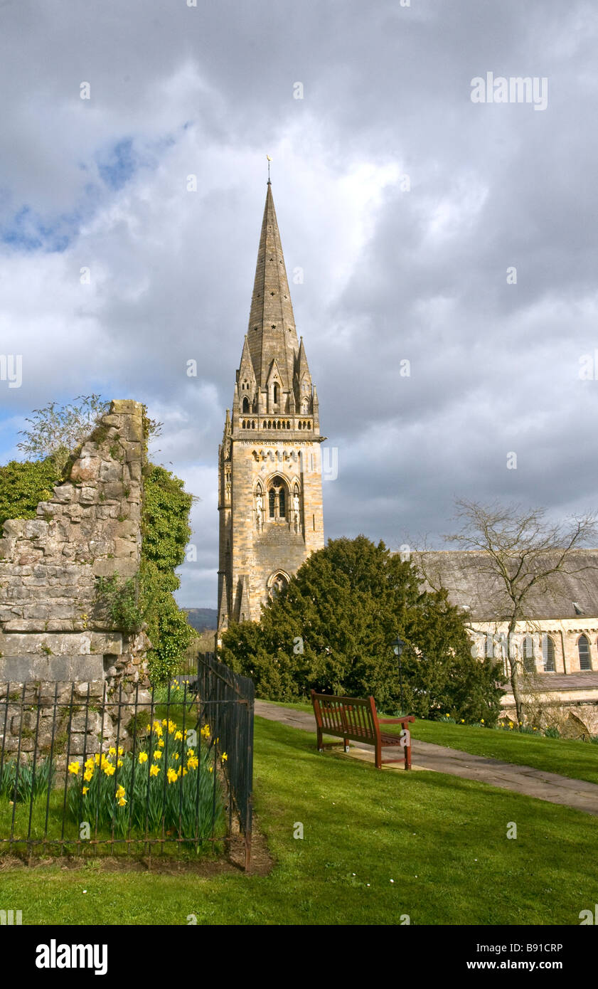 Cardiff Spring Llandaff Cathedral Cardiff in the Spring with sunny weather, yellow ...