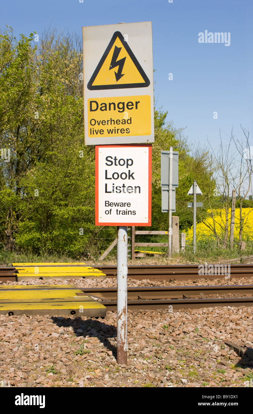 Railway foot crossing near Marks Tey in Essex Stock Photo