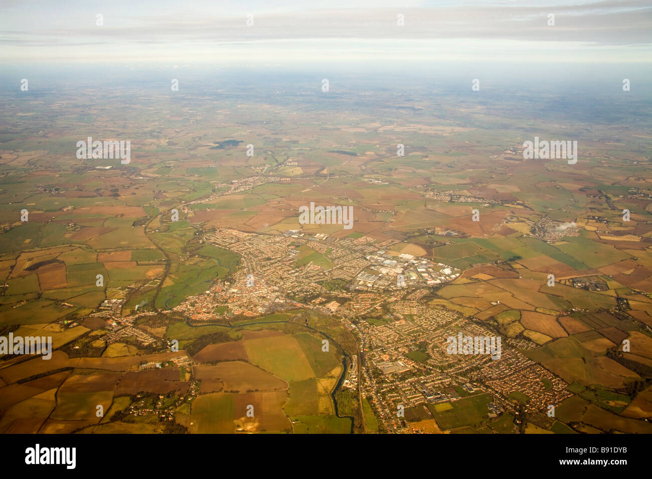 High altitude view of the Essex countryside Stock Photo