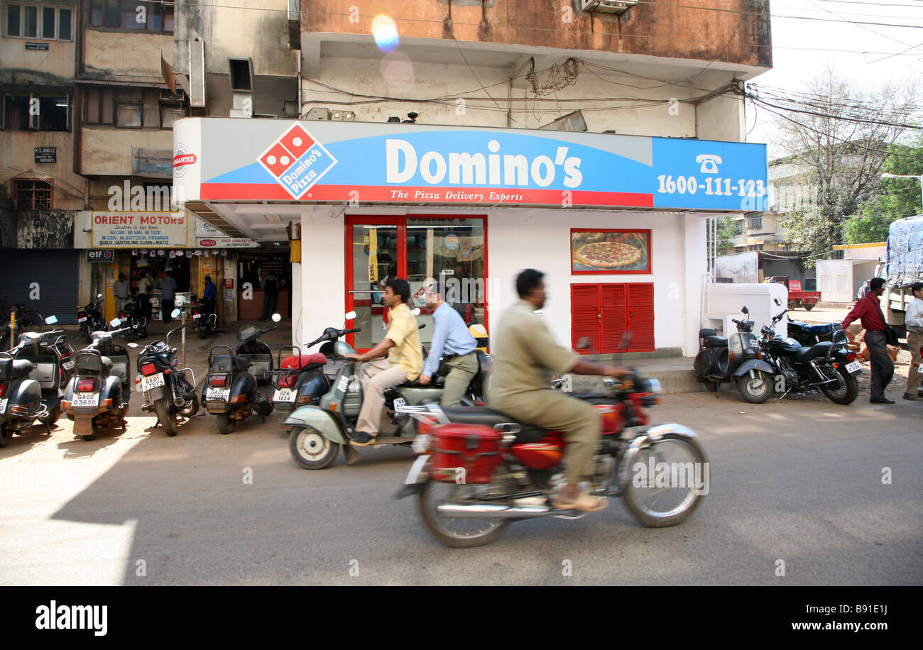 A Domino's Pizzza restaurant chain in Goa, India Stock Photo