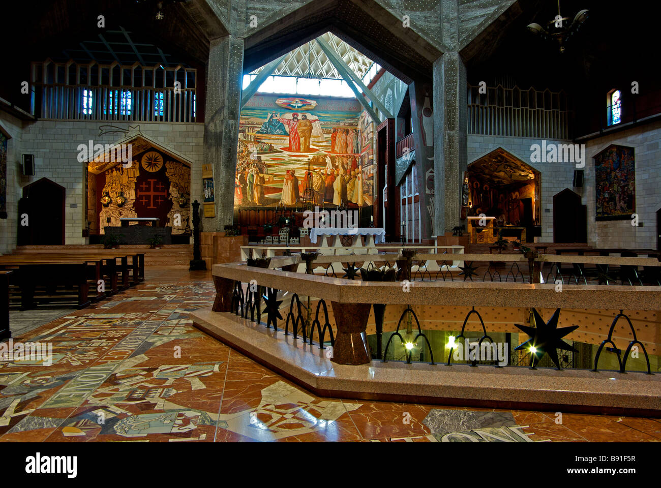 Nave altar of the upper church mosaic floor inside Basilica of the