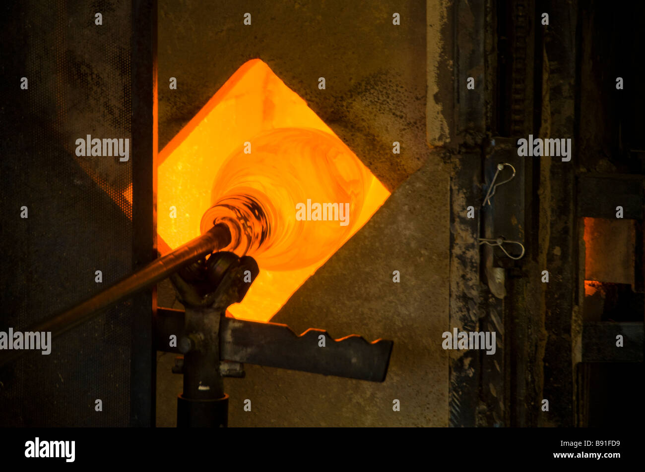 Inside of glass blowing furnace Stock Photo Alamy