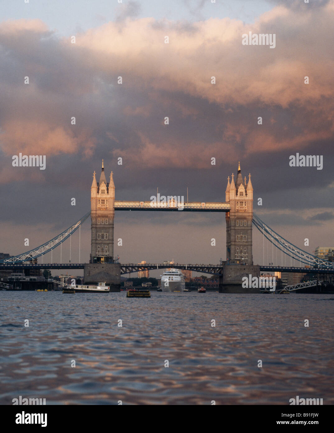 Tower Bridge at Sunset, the river Thames London Stock Photo