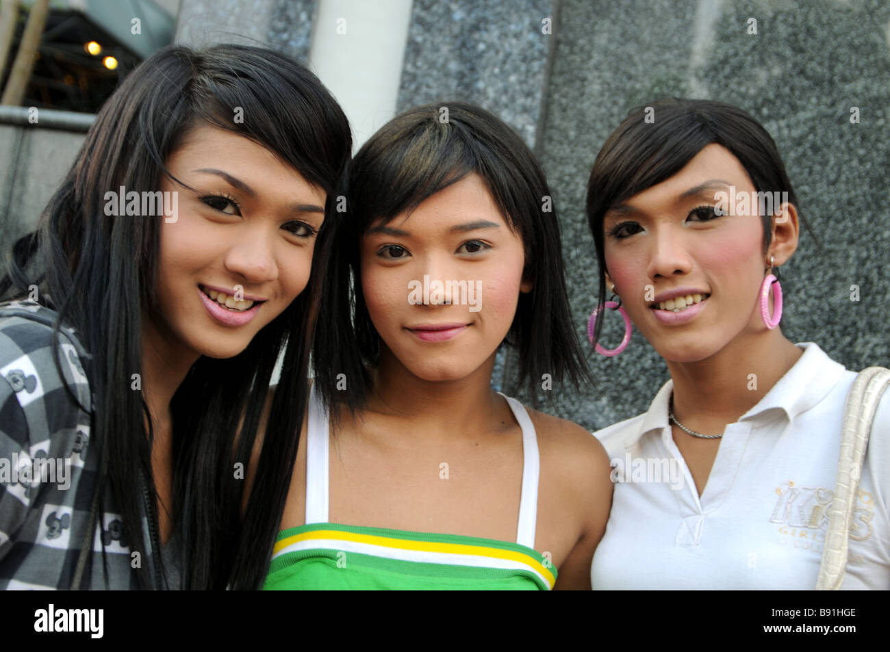 cross dressers or lady boys on jl jenderal sudirman jakarta indonesia Stock Photo