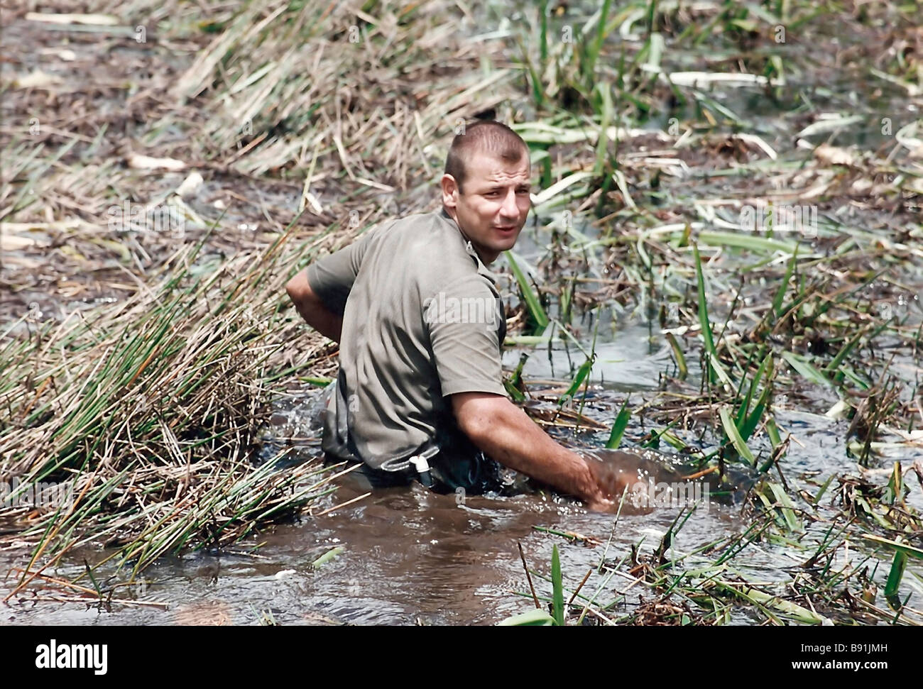Légionnaire in swamp area near Kourou French Guiana South America French Foreign Legion 1996 Stock Photo