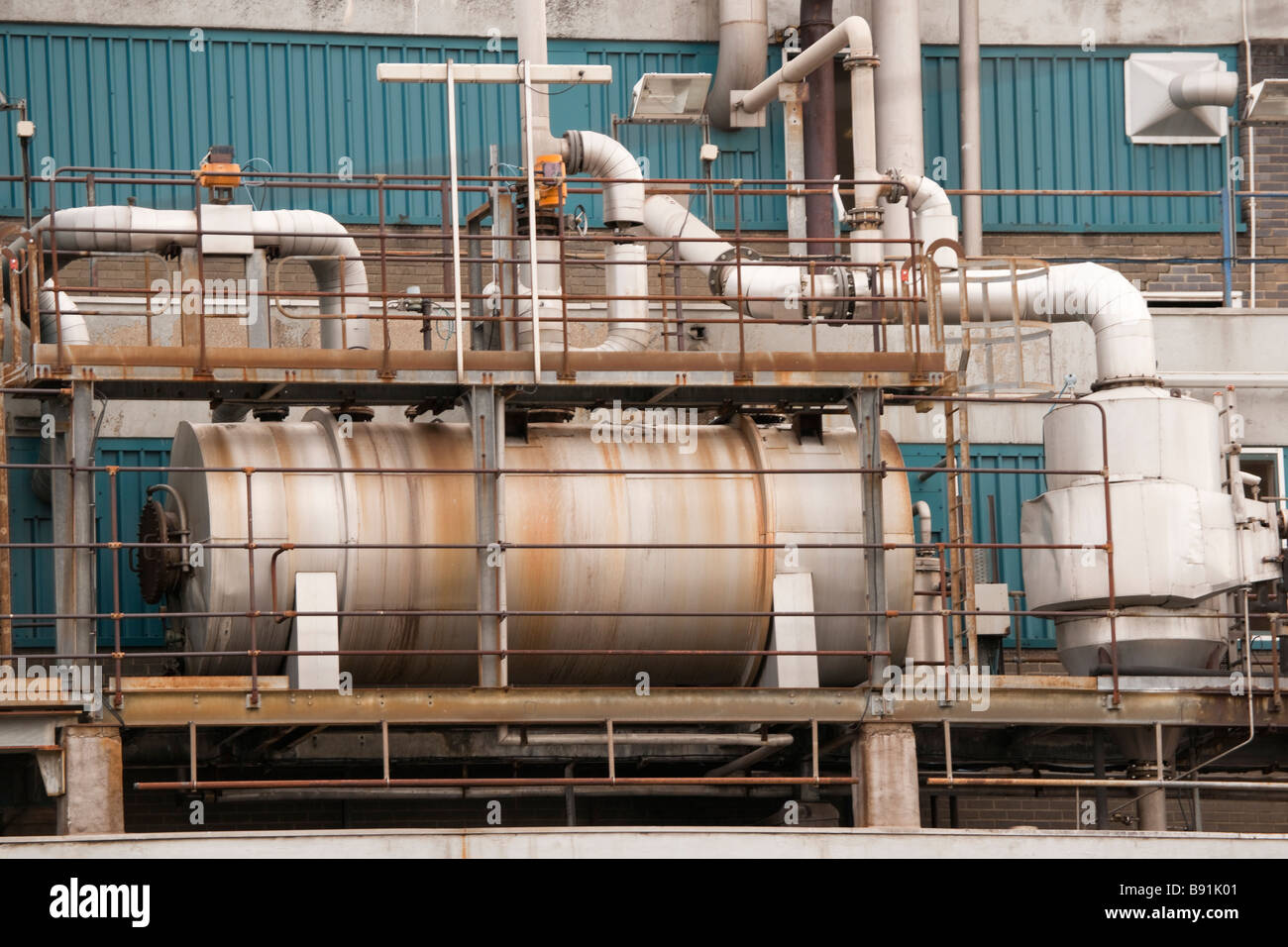 Detail of old rusty heat exchanger in a refinery Stock Photo