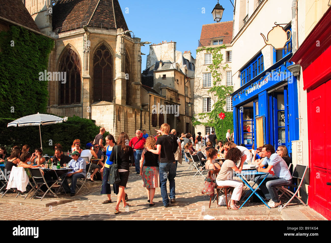 PARIS RUE DES BARRES MARAIS DISTRICT Stock Photo