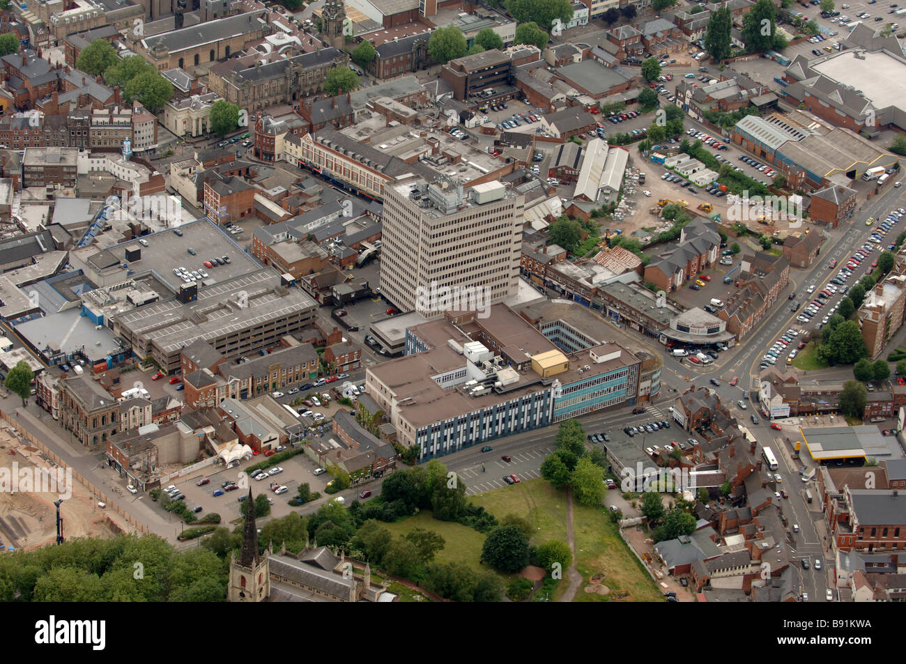 Aerial view of Walsall Town Centre England Uk West Midlands Stock Photo