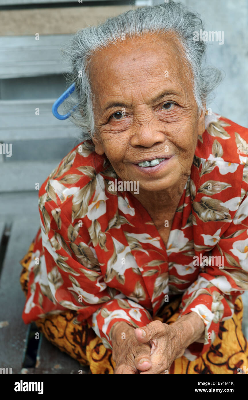 elderly woman semarang java indonesia Stock Photo - Alamy
