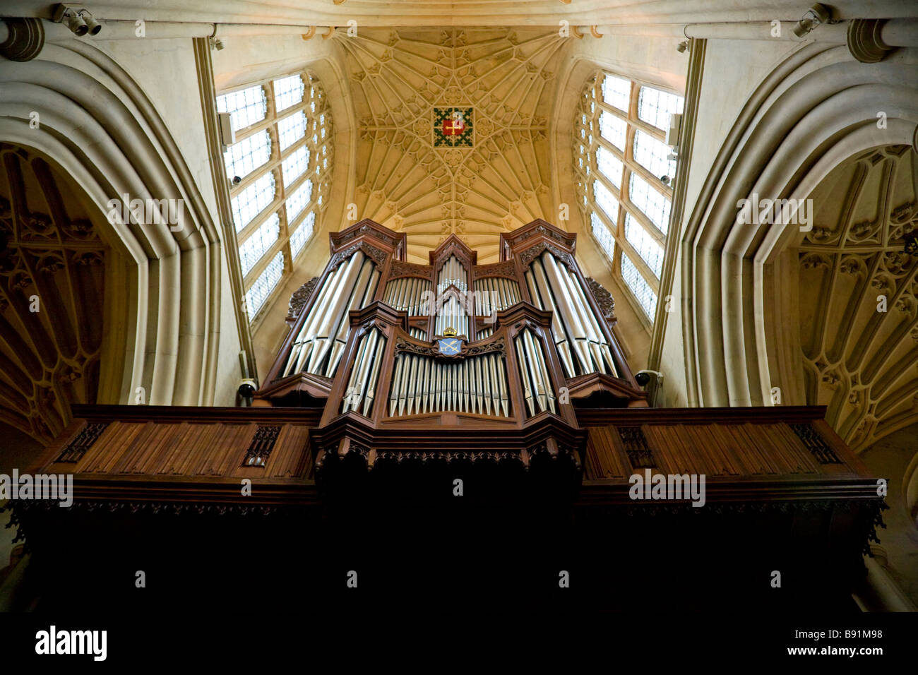 Organ pipes, Bath Abbey interior, Bath, England Stock Photo - Alamy