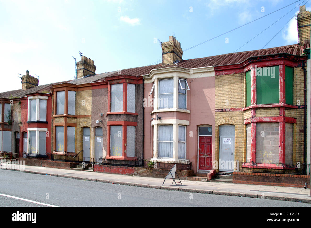 derelict house Liverpool 2008 City of culture festival Merseyside Victorian house artwork make look better redevelopment environ Stock Photo