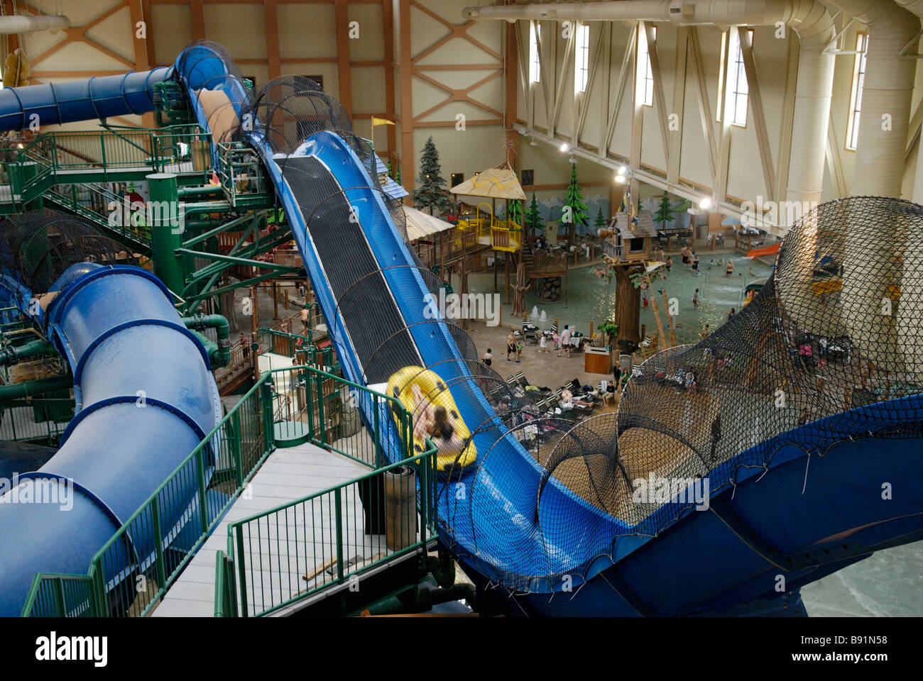 Indoor water park tube ride, Great Wolf Lodge, Poconos, Pennsylvania Stock  Photo - Alamy