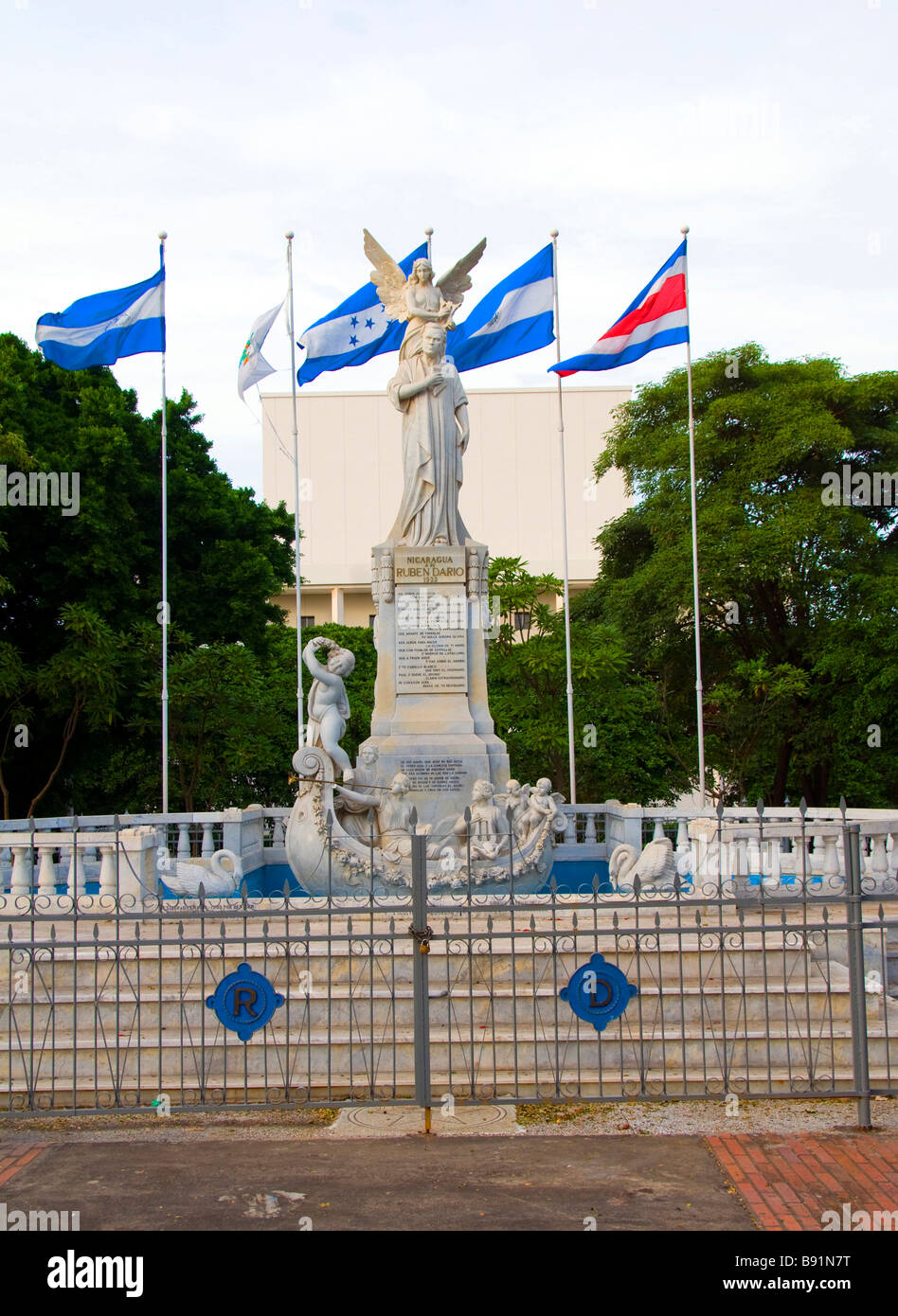 Statue of Ruben Dario in front of Ruben Dario National Theater, Managua, Nicaragua. Stock Photo