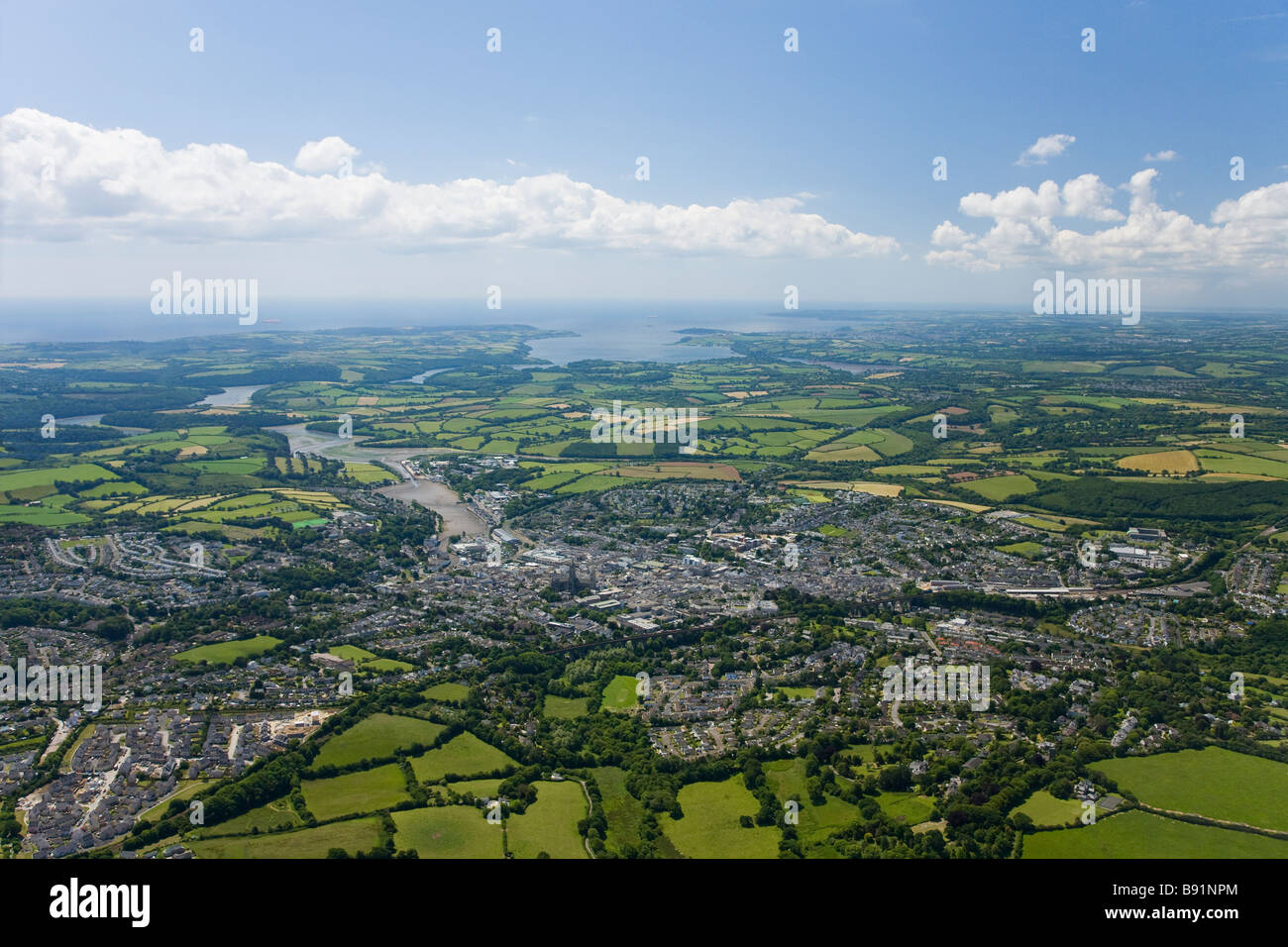 Aerial view of Truro city Cornwall England UK United Kingdom GB Great