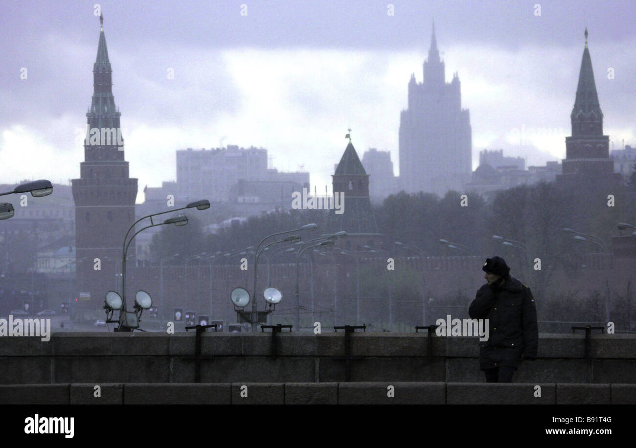 View of the Moscow Kremlin from the Bolshoi Kamenny Most Big Stone ...