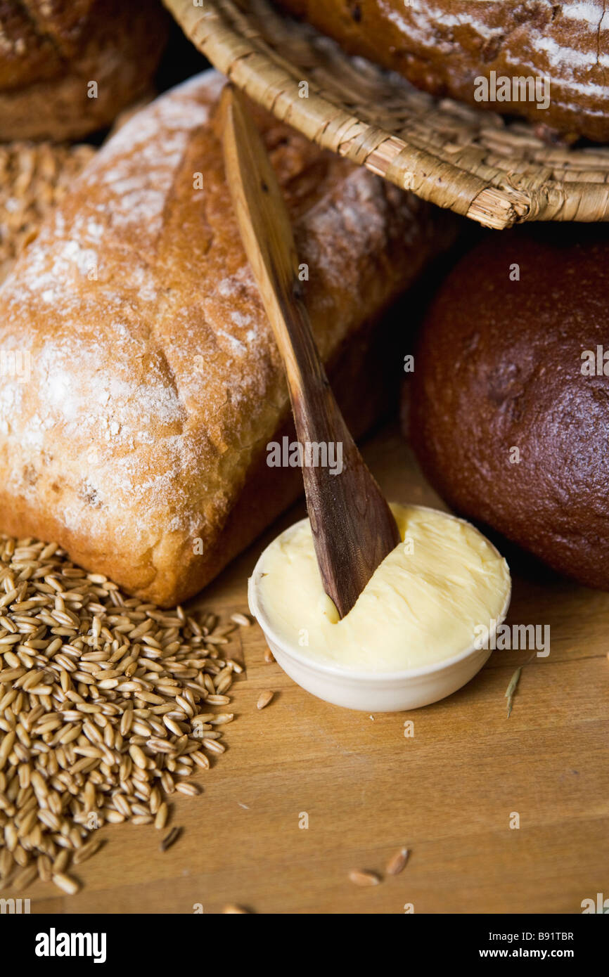 Bread grain oats and butter Sweden Stock Photo Alamy