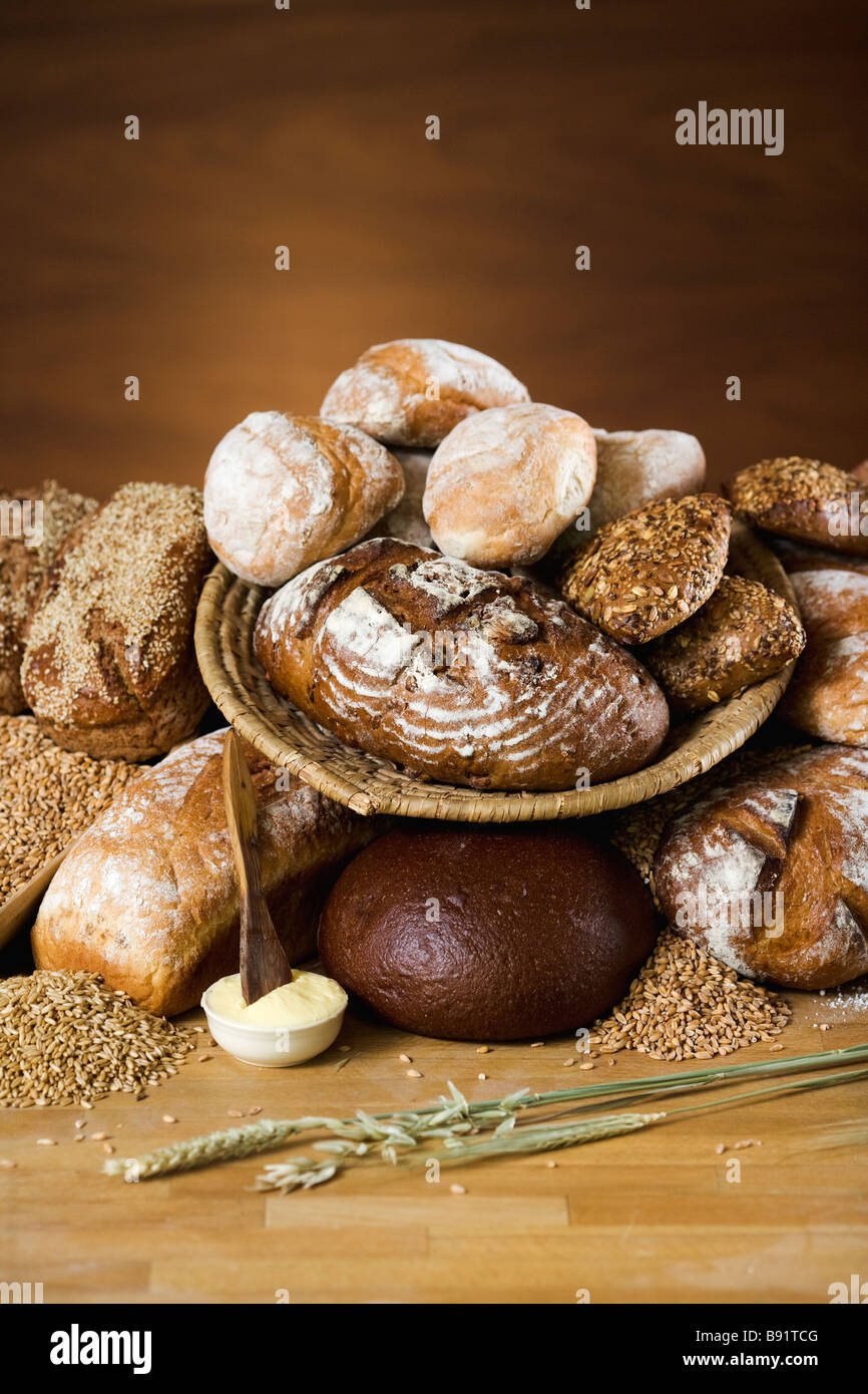 Bread grain wheat oats and butter Sweden Stock Photo Alamy
