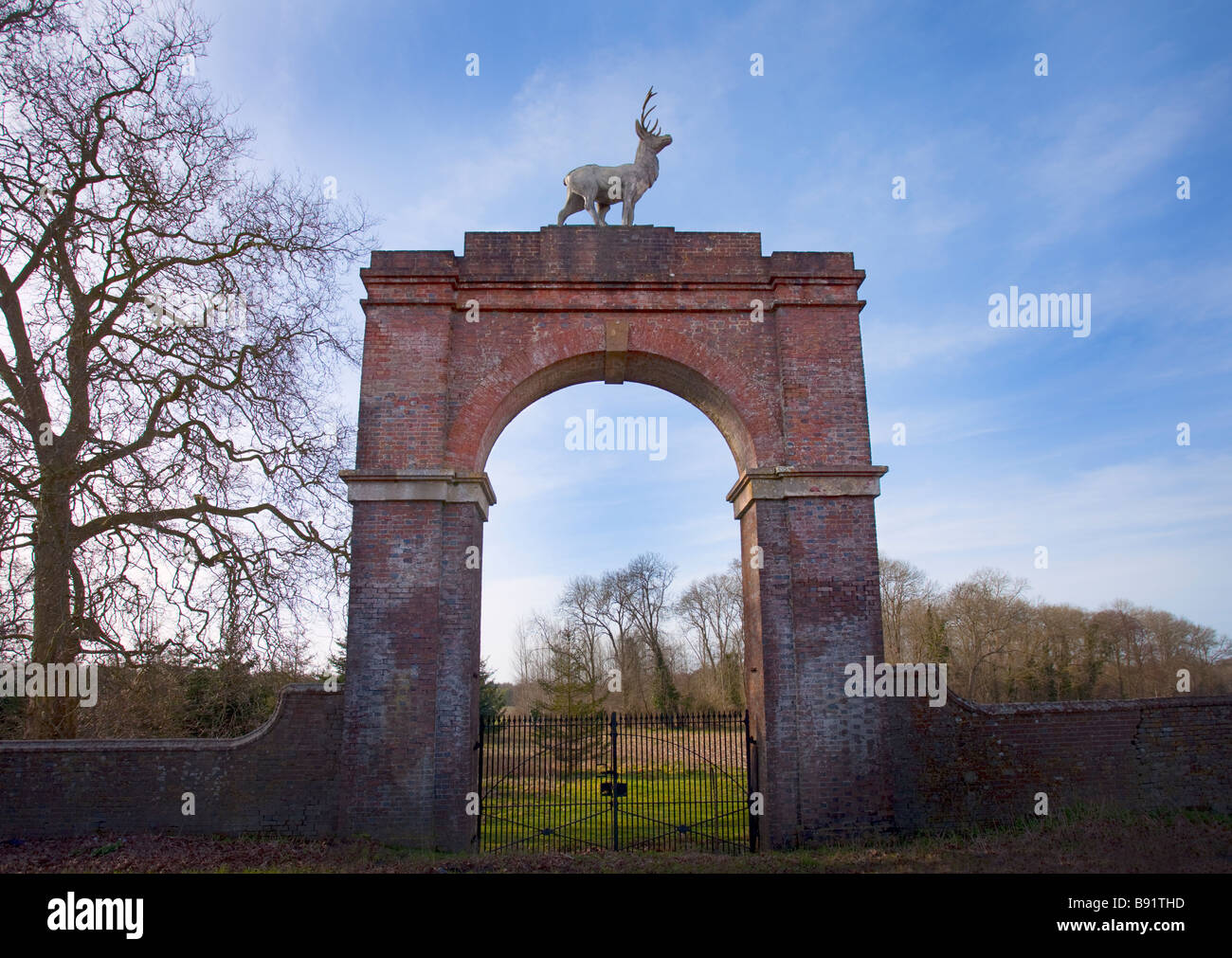 FiveLegged Stag Gate, Drax Estate, Wimborne, Dorset, England Stock
